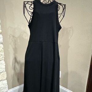 Who What Wear brand black ribbed sleeveless dress with pockets, size L